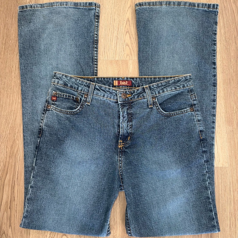 L.e.i Y2K Vintage Blue Medium Wash Mid Rise Denim Flare Jeans Bootcut Size 11